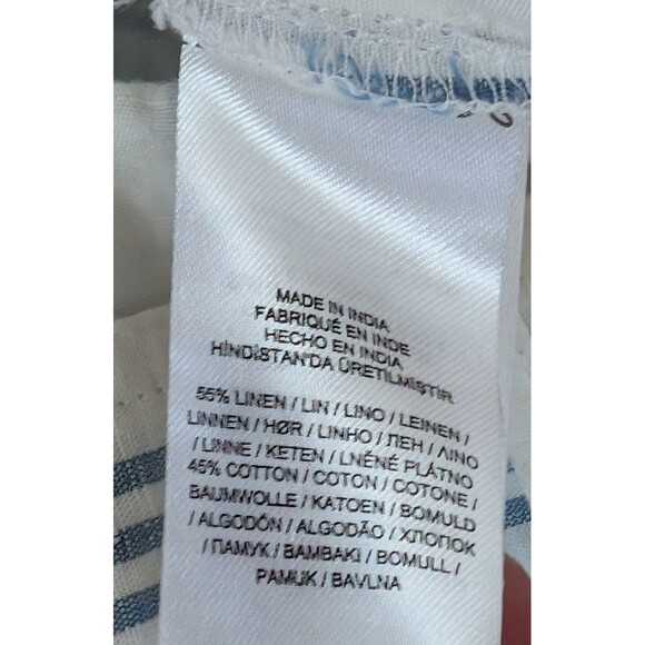 Lauren Ralph Lauren Linen Cotton Belted Shorts White Blue Stripe High Waist Sz 2 - Picture 5 of 5